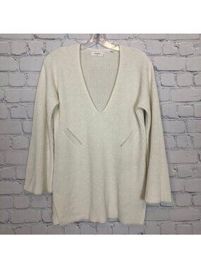 Billy Reid Cream Ribbed Sweater Size M Cotton Linen Blend